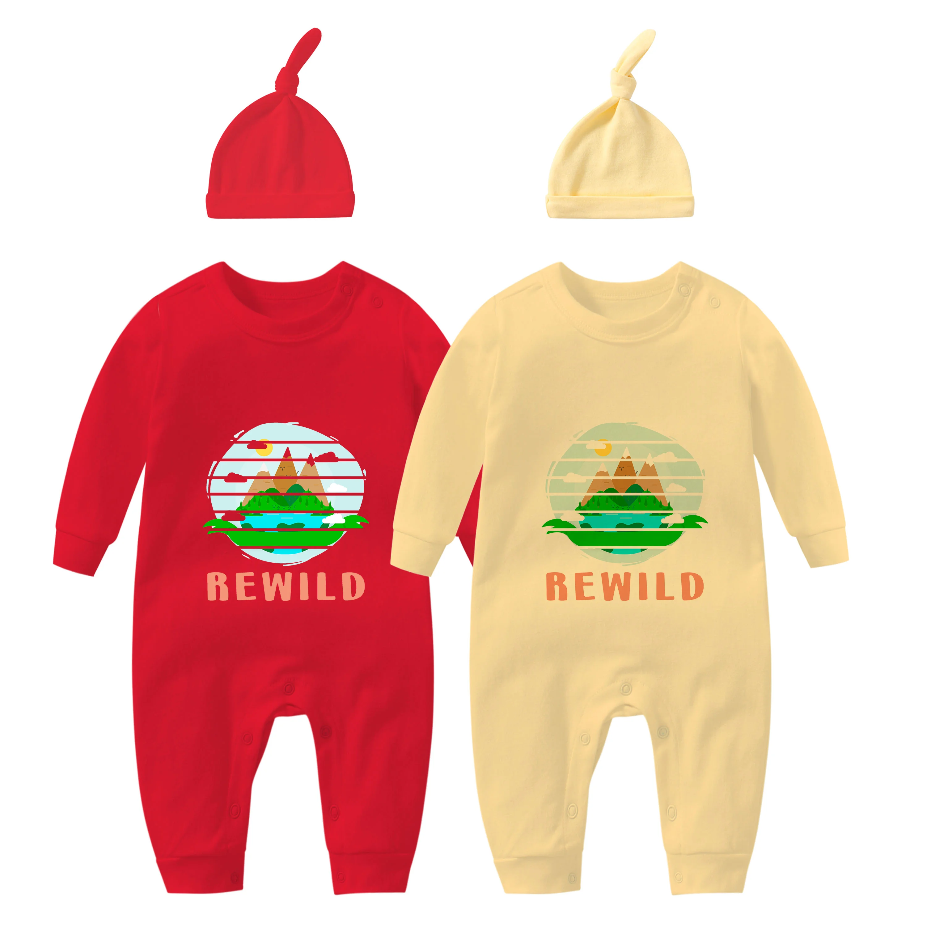 

YSCULBUTOL Twin baby cotton bodysuits Earth day baby gift male and female baby clothes, colors can be matched at will