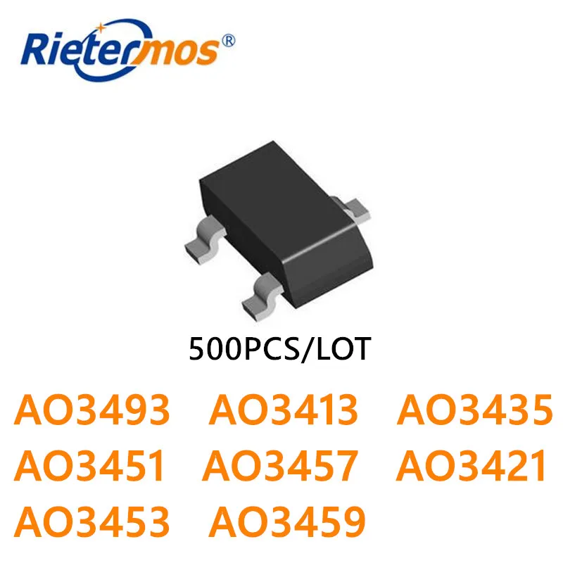 

AO3493 AO3413 AO3435 AO3451 AO3457 AO3421 AO3453 AO3459 PMOS SOT23, 500 шт.