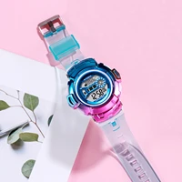 synoke blue digital watch for women men multifunction 3m waterproof clock gradient unisex led alarm fashion sport wristwatches