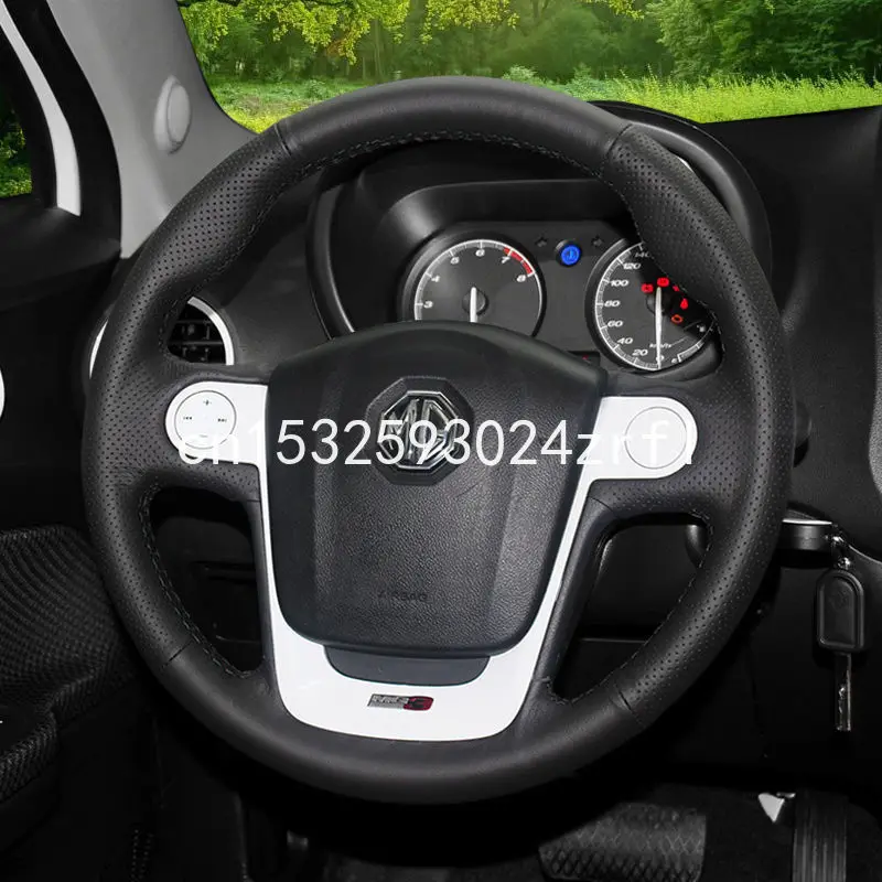 

For MG3 Black Leather DIY Car Steering Wheel Cover