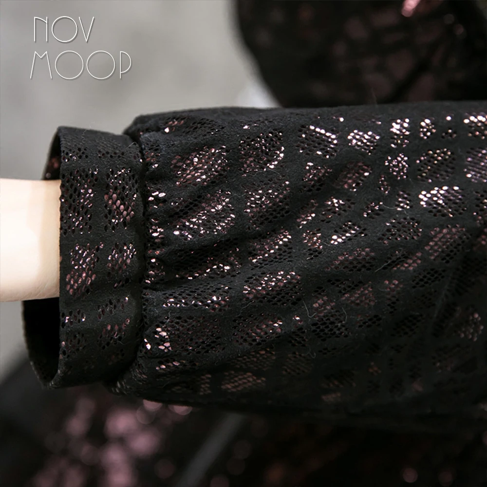 Novmoop женский тренчкот большого размера в английском стиле из натуральной овечьей