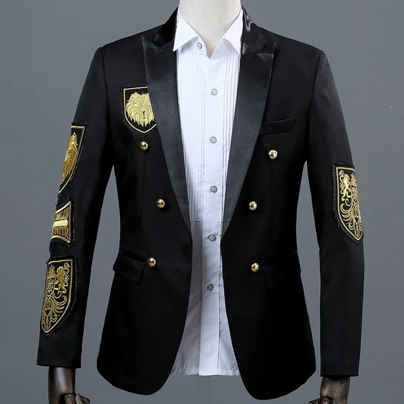 Новый мужской блейзер военная медаль Свободное пальто сценический для певца