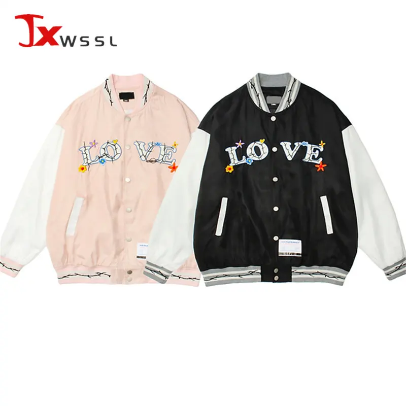

Autumn Winter Fashion Letter Embroidery Coat PU Leather Stitching Lovers Loose Baseball Jacket Harajuku Hip hop casual Outerwear