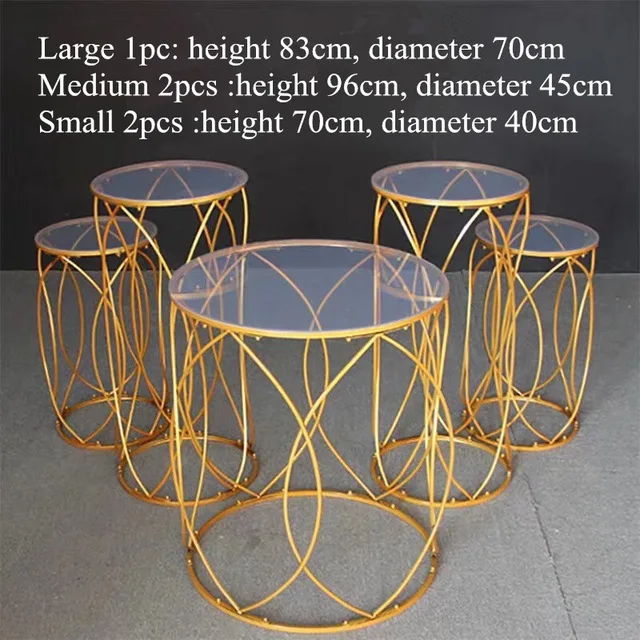 D Gold 5-piece set 5 шт./компл. торжественное мероприятие Искусственные цветы; платье-торт; еда конфеты дисплей металлический каркас Свадебные круглого стола цилиндрической формы ребенка душевая колонна - Цвет: D Gold 5-piece set