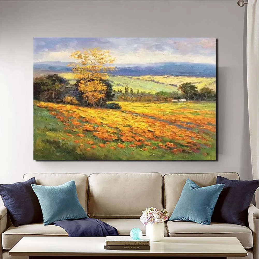 

Hand Painted Modern Impasto Abstract Wall Picture Field Landscape Oil Painting Canvas Living Room Home Wall Decor Drop Shipping
