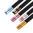 Многоразовая подставка для китайских пластиковых палочек для еды Kawai, вишневый цвет, Стекловолоконные палочки для суши, японская и Корейская кухонная посуда