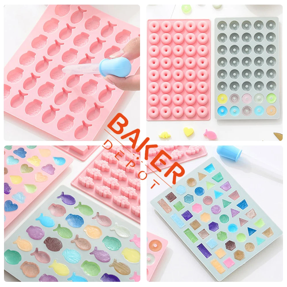 BAKER DEPOT Candy Gummy Mold Silicone mold for candy Chocolate Ice cube mini fish biscuit Cake Decoration Tool with Dropper | Дом и сад