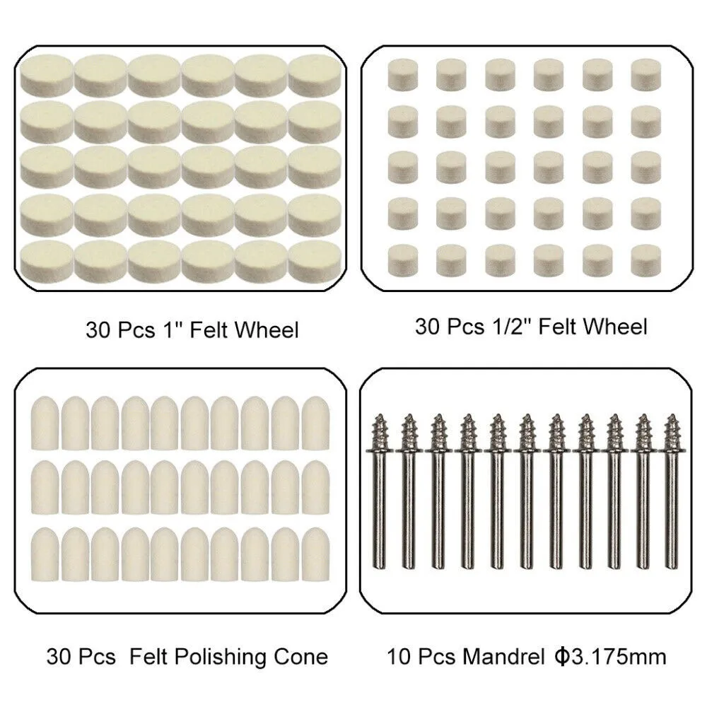 

100Pcs Felt Pad Wheel Accessories Buffing Felt Head Pads Waxing Wheel Wool