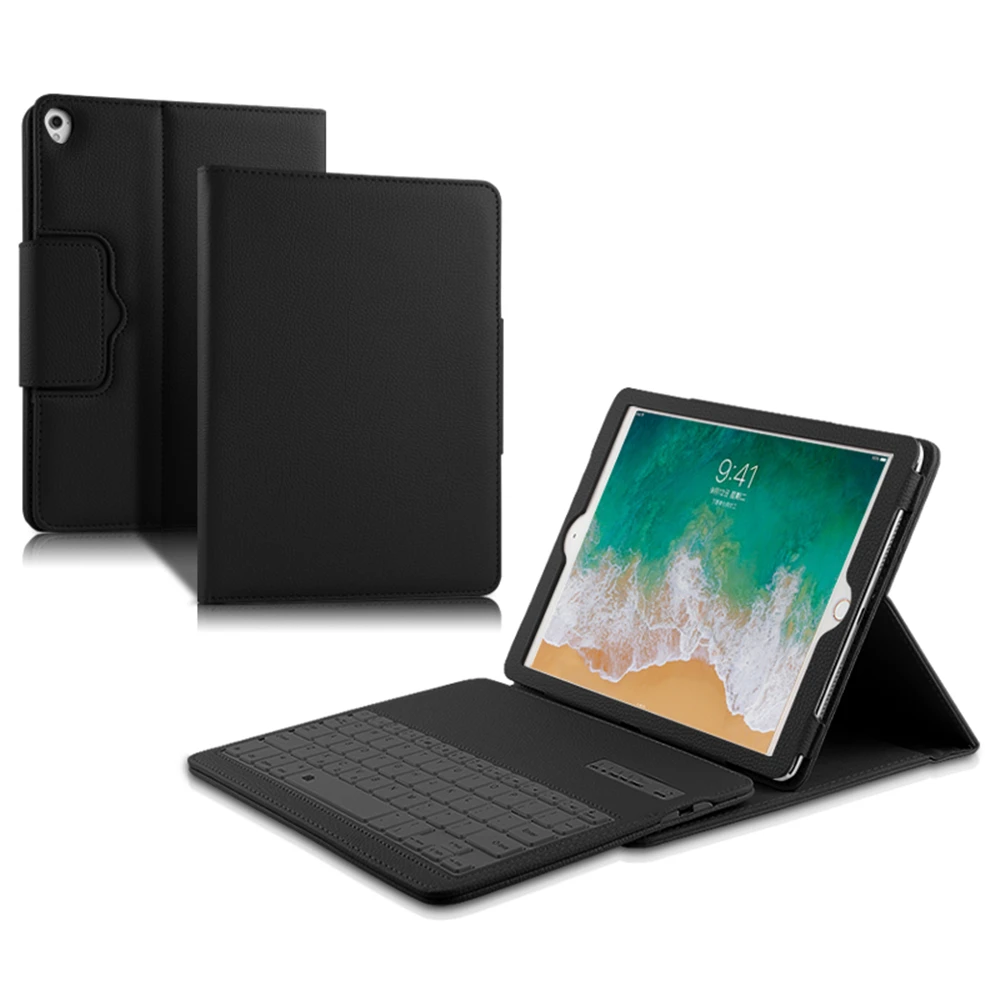 Чехол с клавиатурой для iPad Pro 12,9, чехол для планшета, чехол Litchi из искусственной кожи, чехол-книжка со съемной клавиатурой Blutooth