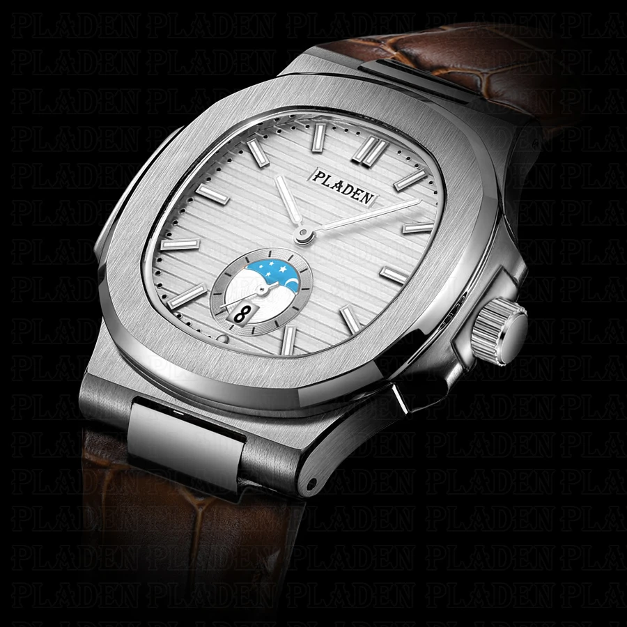 Часы наручные PLADEN мужские с хронографом роскошные брендовые в стиле милитари