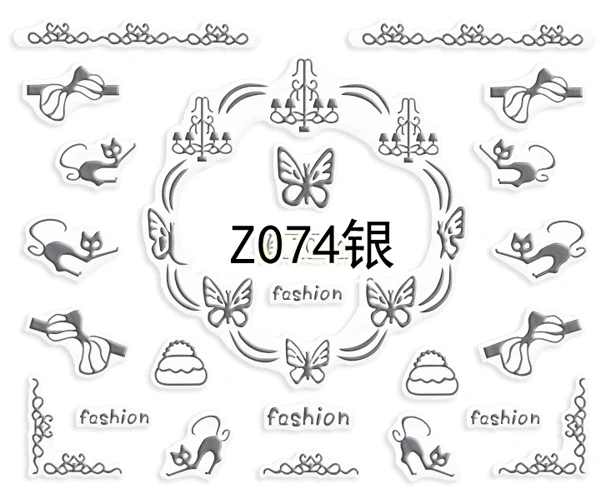 2pcs Multicolor 3D Animal Nail Slider Decals Art Sticker Glitter Metal Hollow Cute cartoon Cat Dog Adhesive Manicure Z73-78 | Красота и