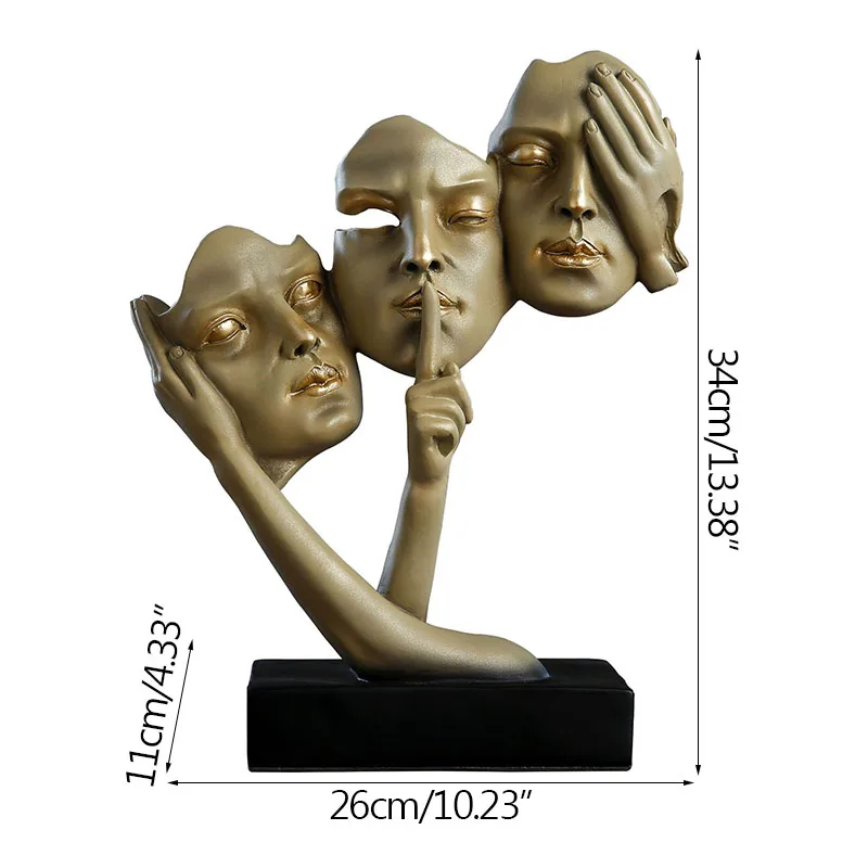 

Strongwell Creative Thinker Sculpture Silence Is Gold Abstract Statue Model Home Decorations Crafts Living Room TV Cabinet Decor