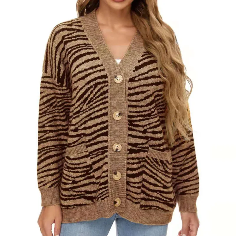 Женский вязаный свитер в полоску с длинным рукавом - купить по выгодной цене