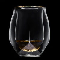 2pcsset double wall whiskey sober up glass cup high technology transparent whiskey professional glasses borosilicate barware