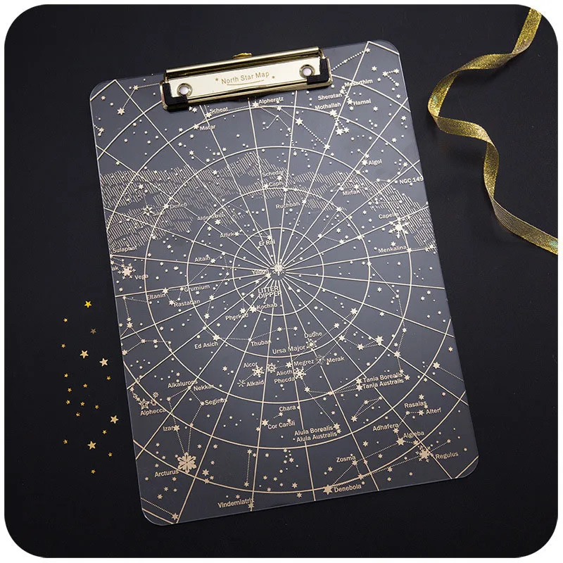 

Big Starry Sky Clipboard Transparent A4 Paper Writing Pad File Folders Document Holders School Office Stationery Clip Board