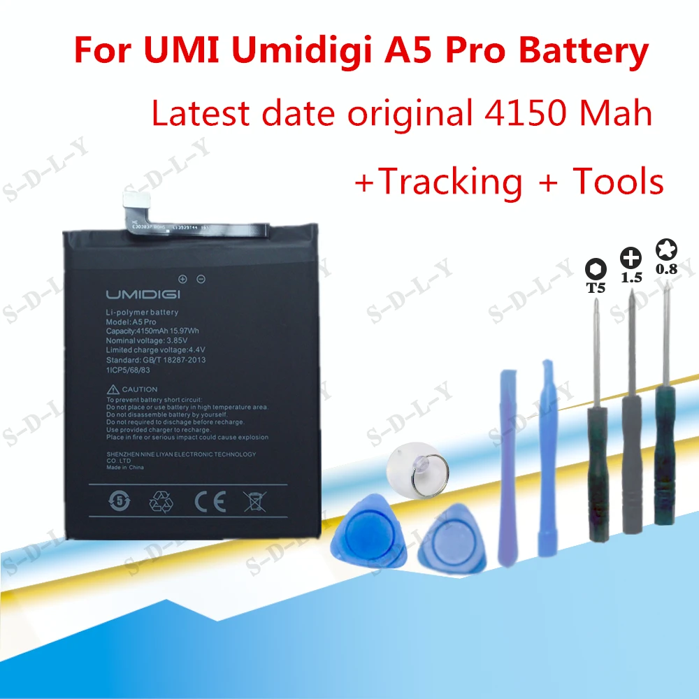 

4150mAh Hight Capacity For UMI Umidigi A5 Pro Battery Cell Phone Replacement High Quality Batteries Rechargeable+ Tools