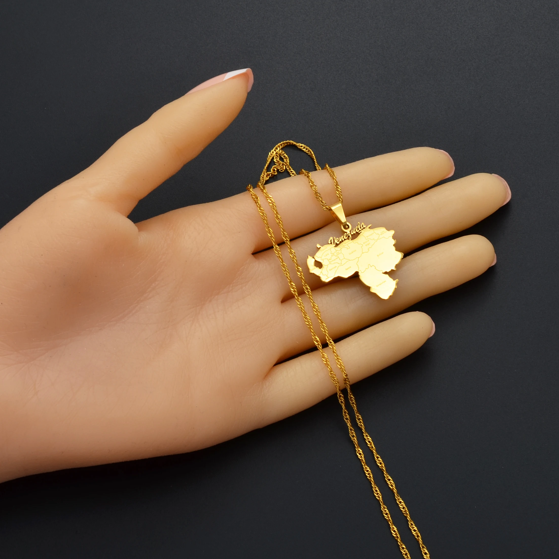 Anniyo новый товар Венесуэла карта кулон ожерелья серебряного цвета/Золотые