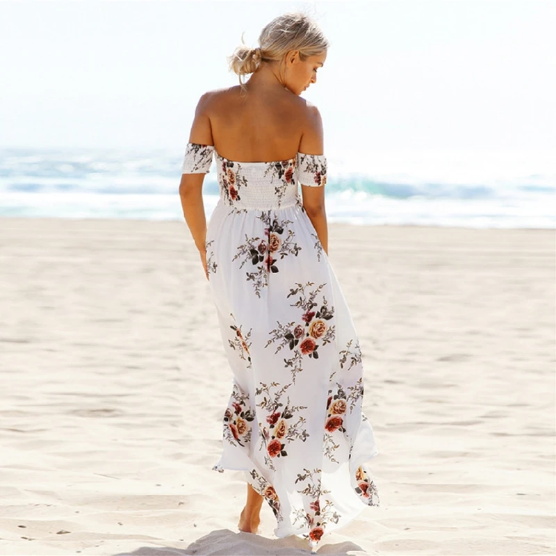 

dresses summer 2021 ladies dress with floral pattern Breast wrap printing vestido playa Short sleeve Split fork vestidos