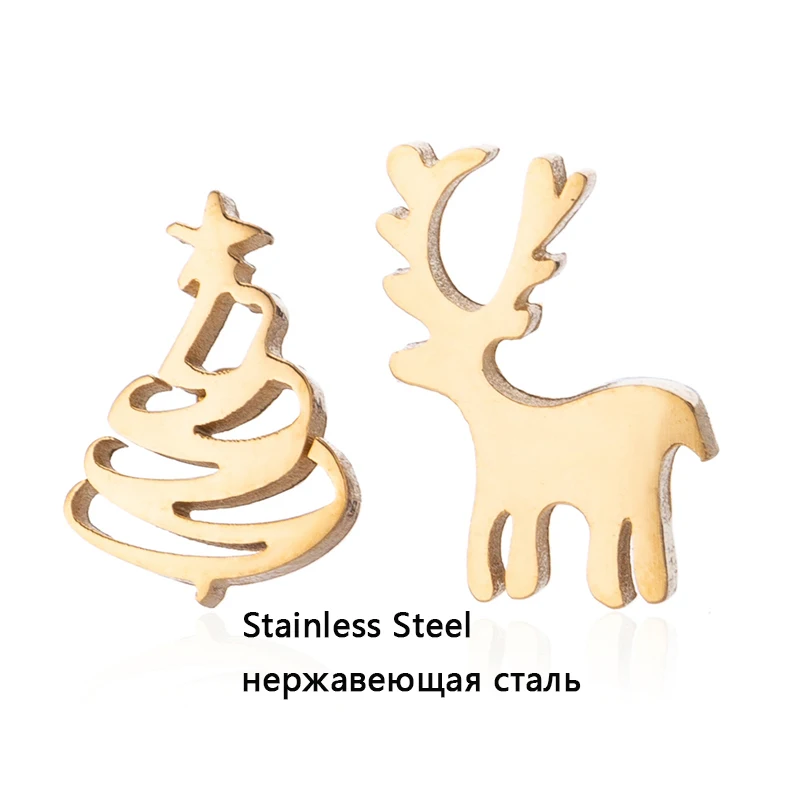 Женские серьги гвоздики в виде оленя Yiustar животных из нержавеющей стали
