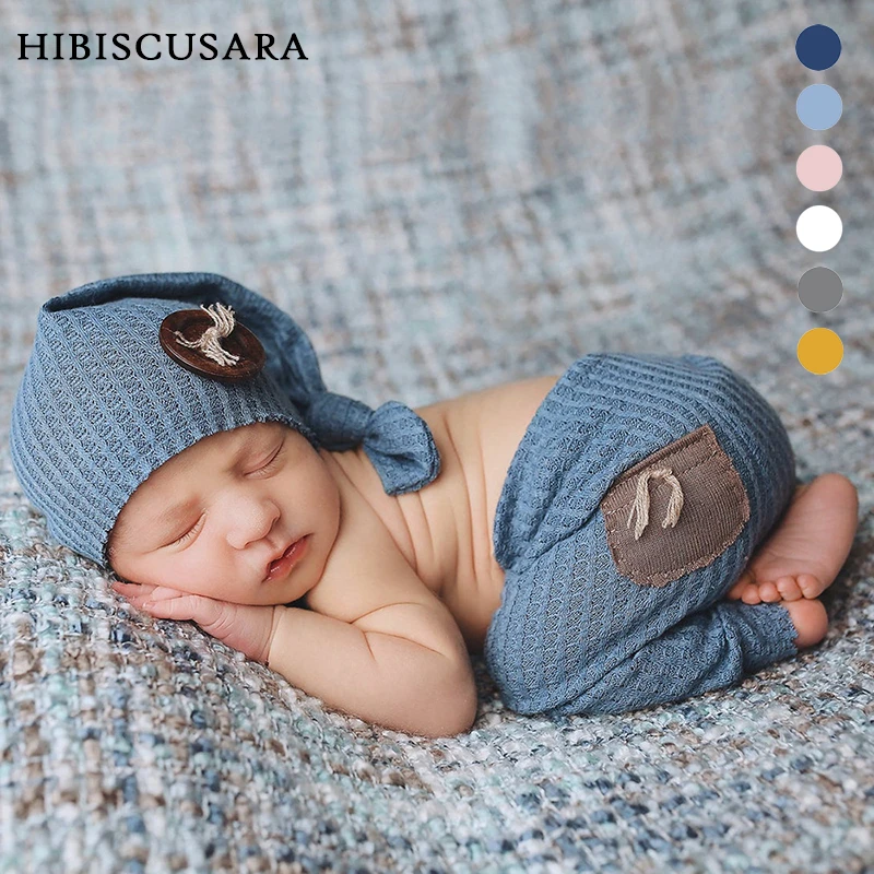 Newborn Baby Photography Clothing Photo Costumes Set Hat Pants 2pcs Set Infant Boy Girl Sleepy Hat & Pant set Photo Props