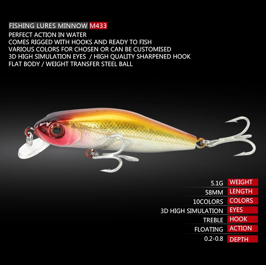 Плавающая рыболовная приманка гольян 1 шт. 6 см 4 5 г жесткая искусственная воблеры