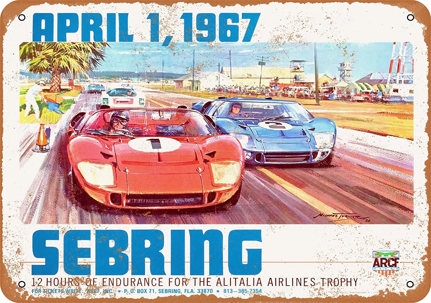 

WallColor 8*12 Metal Sign 1967 Sebring Endurance Race Vintage Look