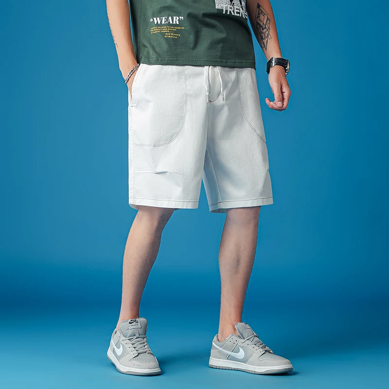 

LONG HENG Summer men's blue casual tide loose plus size pants