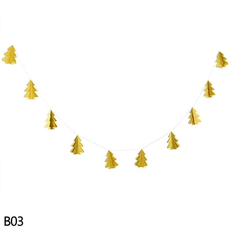 5-B03 1 шт. 2,5 м длина 3D в форме рождественской елки баннер бумага Гарланд на Рождество год вечерние подвесные Декор 8z - Цвет: 5-B03