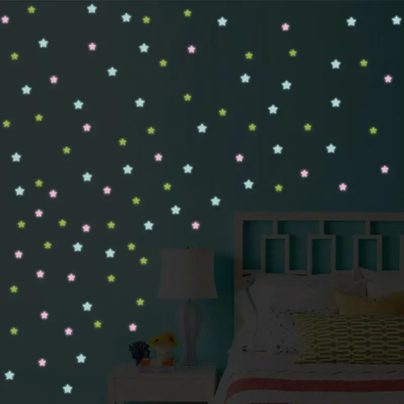 3D Stars Glow In The Dark Fluorescent Luminous on Wall Sticker for Kids Room Living Decor Home Decoration Stick | Дом и сад