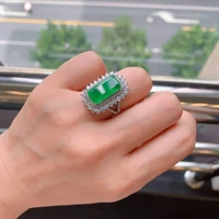 funmode fashion green cubic zirconia engagement women bridal ring baguette anillos mujer jewelry fr22