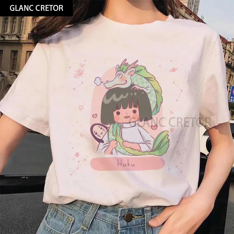 

Studio Ghibli Kawaii T-shirt Miyazaki Hayao Funny Cartoon Tshirt Cute 90s Top Tees Female Totoro Harajuku Ullzang T Shirt Women