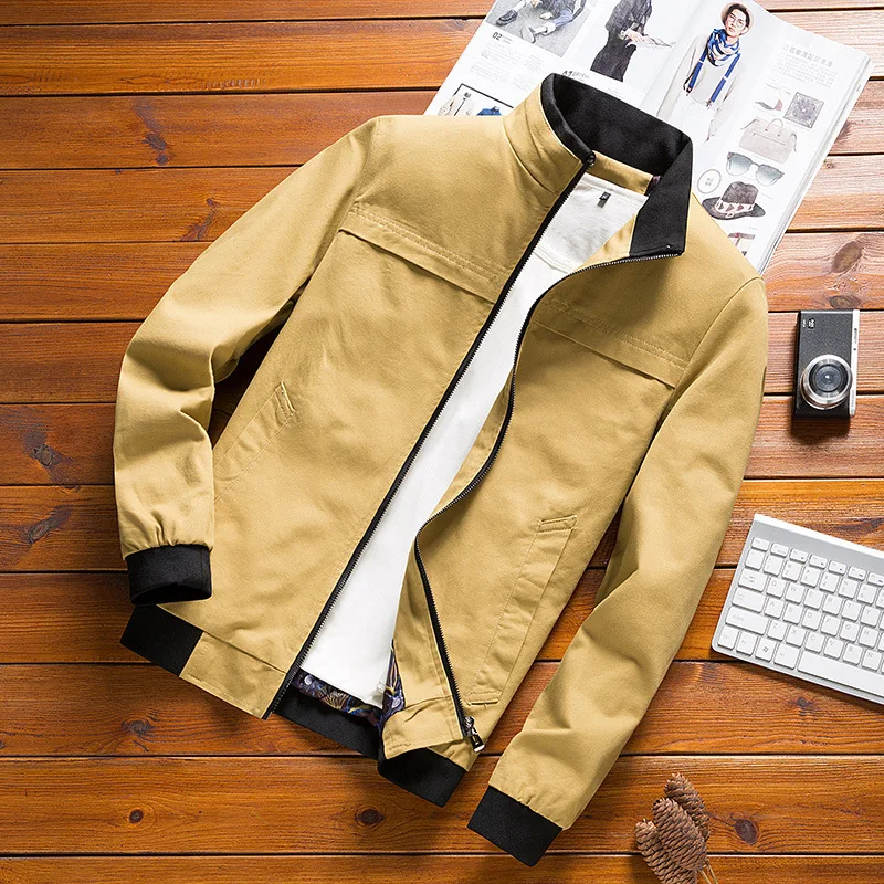 

Male Long Sleeve Jacket Upper Garment Man Loose Coat Jacket People Men's Wear Zipper Business Windbreaker Cotton Fashion Leisure