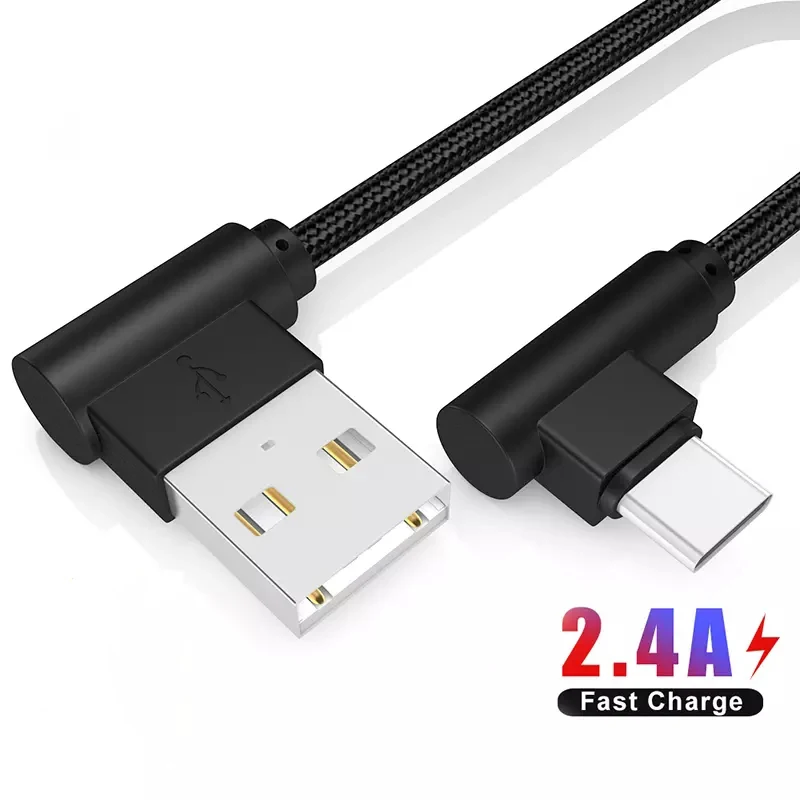 Короткий зарядный кабель Usb Type-C 20 см 2 4 А Колено 90 градусов C для всех смартфонов