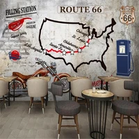 milofi custom 3d photo wallpaper mural european and american industrial style highway 66 cement wall bar mural background wall