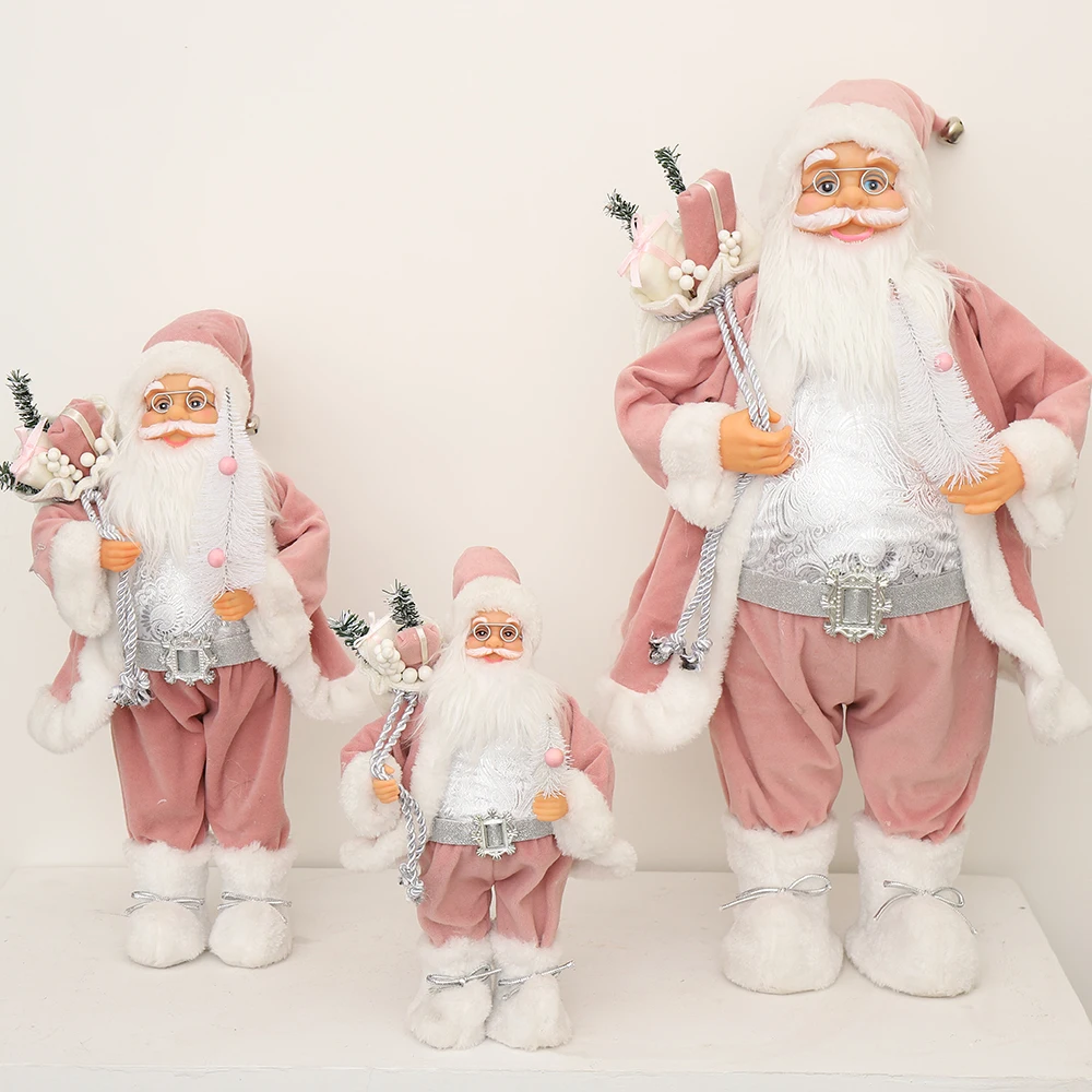 Decoraciones navide&ntilde;as para el hogar, regalos de A&ntilde;o Nuevo para ni&ntilde;os, mu&ntilde;eco de Pap&aacute; Noel de 60/45/30cm, adornos para ventana de Hotel, cafeter&iacute;a y Navidad-4