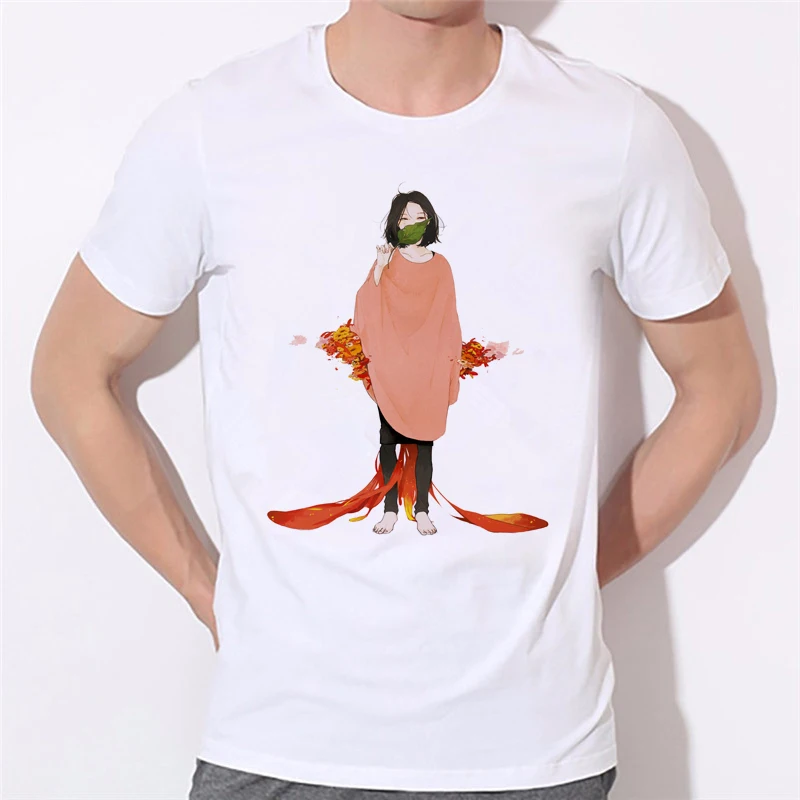 

2020 Best Goods Short-Sleeve Men Graffiti Bad man T-shirts white Simple O-neck Cartoon Short Milk silk tee