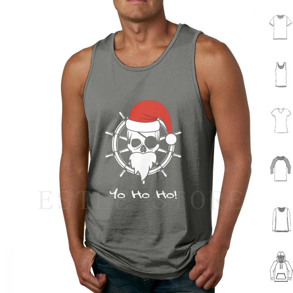 

Pirate Santa Christmas Holidays Yohoho Tank Tops Vest Sleeveless Pirate Skull Pirates Jolly Roger Skull And Crossbones