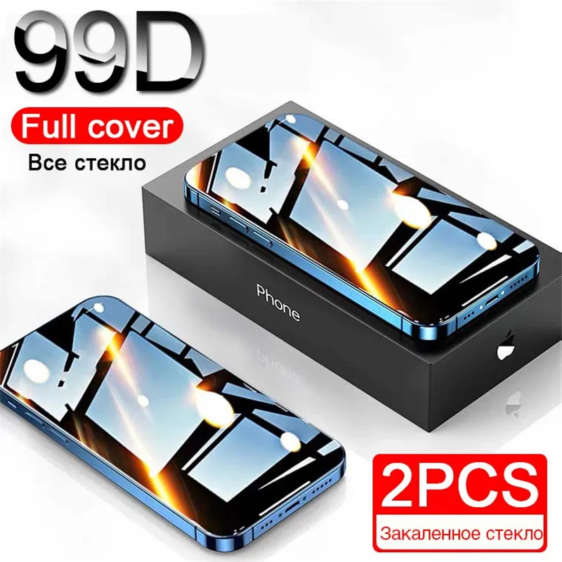 99D полное покрытие защитное стекло для iPhone 12 11 Pro Max закаленное пленка X XR XS