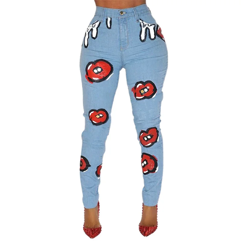 

Womens Printed Stretchy Jeans Leggings Ladies Skinny Casual Slim Pants Trousers
