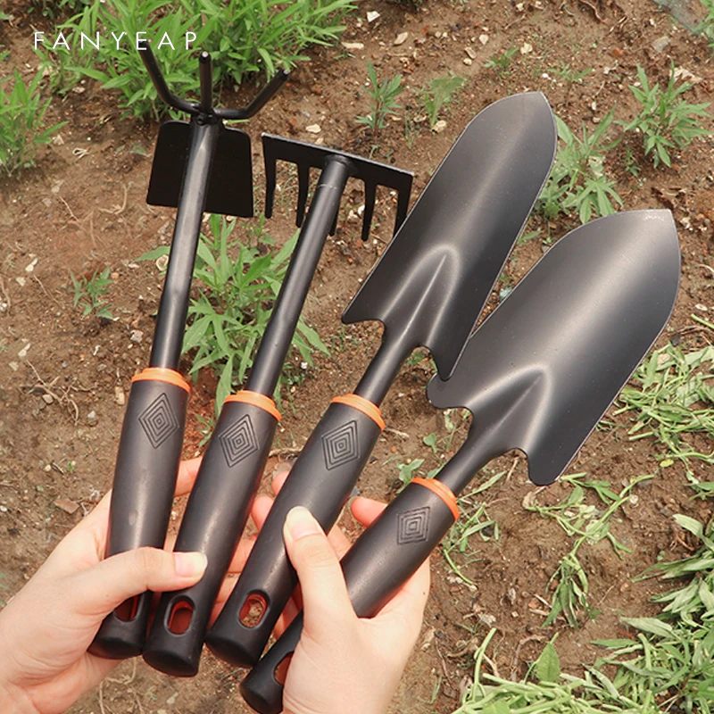 

Набор Мини садовых инструментов 4 шт., садовые лопаты, садовые грабли с резиновой ручкой, садовые лопаты, наборы инструментов