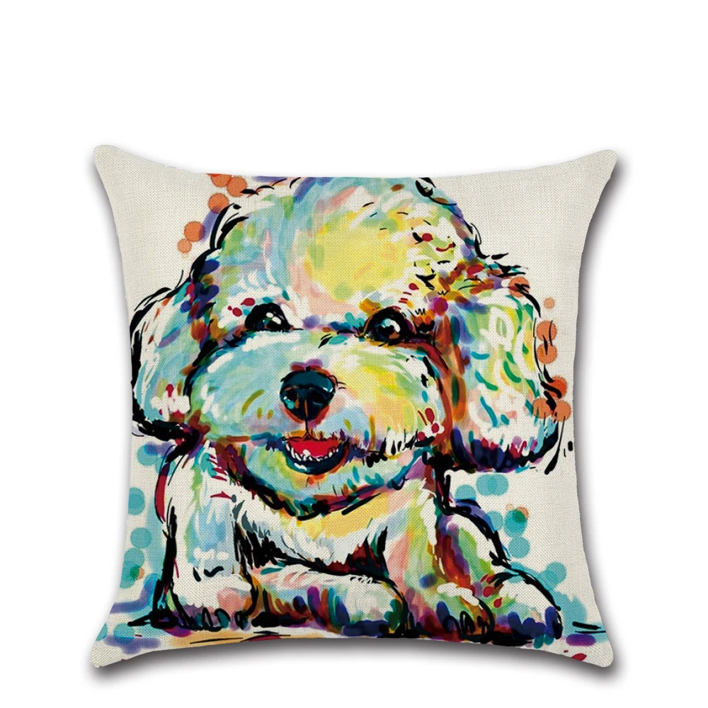 

New Linen Cartoon Dog Gifts Luxury Cushion Animal Pillowcase 45cmx45cm Custom High Quality Cushions