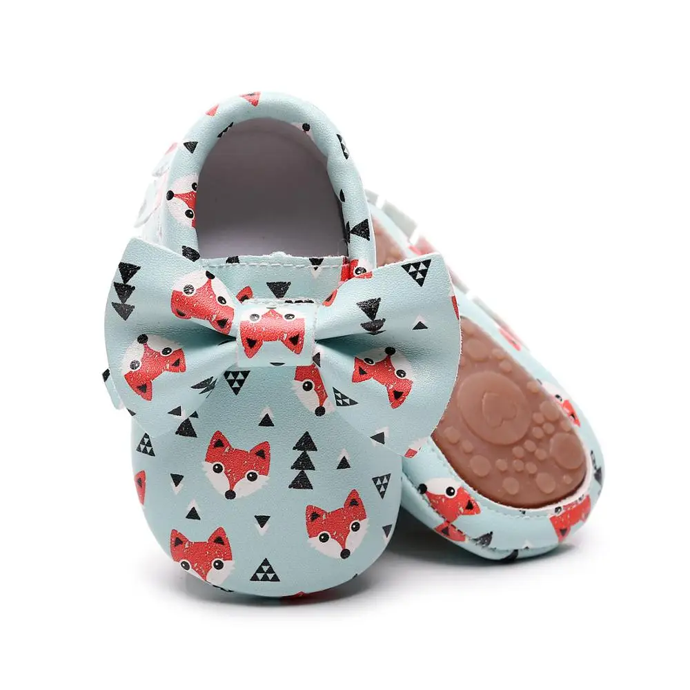 Детская обувь из искусственной кожи с твердой подошвой Рождественские Мокасины