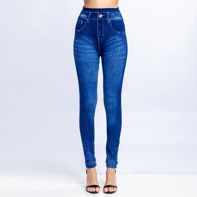 

Sexy Faux Jeans Leggings Women Stretch Printed Short Leggins Plus Size Calf-Length Pants Summer Breeches High Waist Jeggings