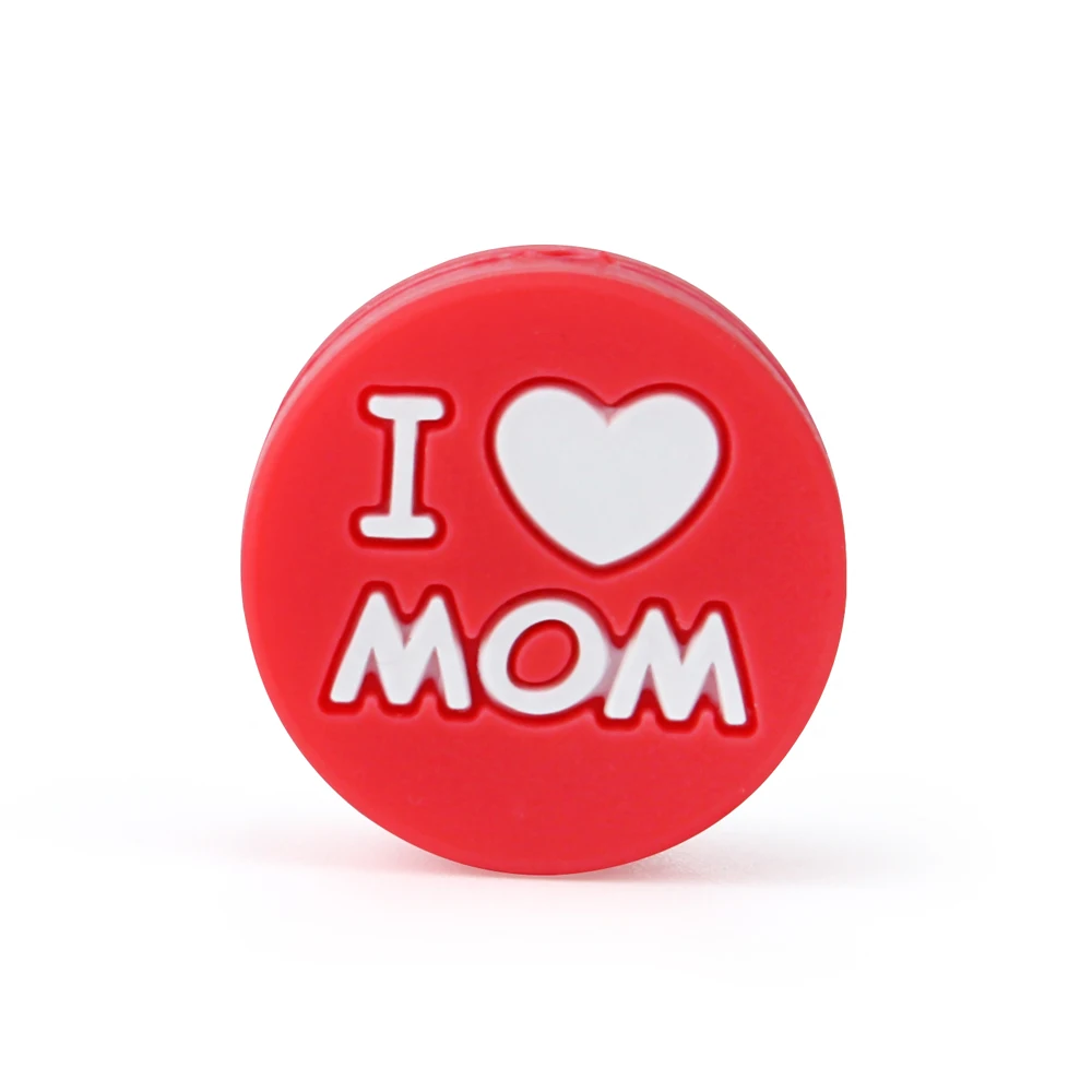 MOM 04 Keep& Grow 5 шт. круглые силиконовые бусы I Love Mom/Dad Детские бусины для прорезывания зубов DIY соски зажимы для прорезывания зубов игрушки грызун Детские Прорезыватели - Цвет: MOM 04