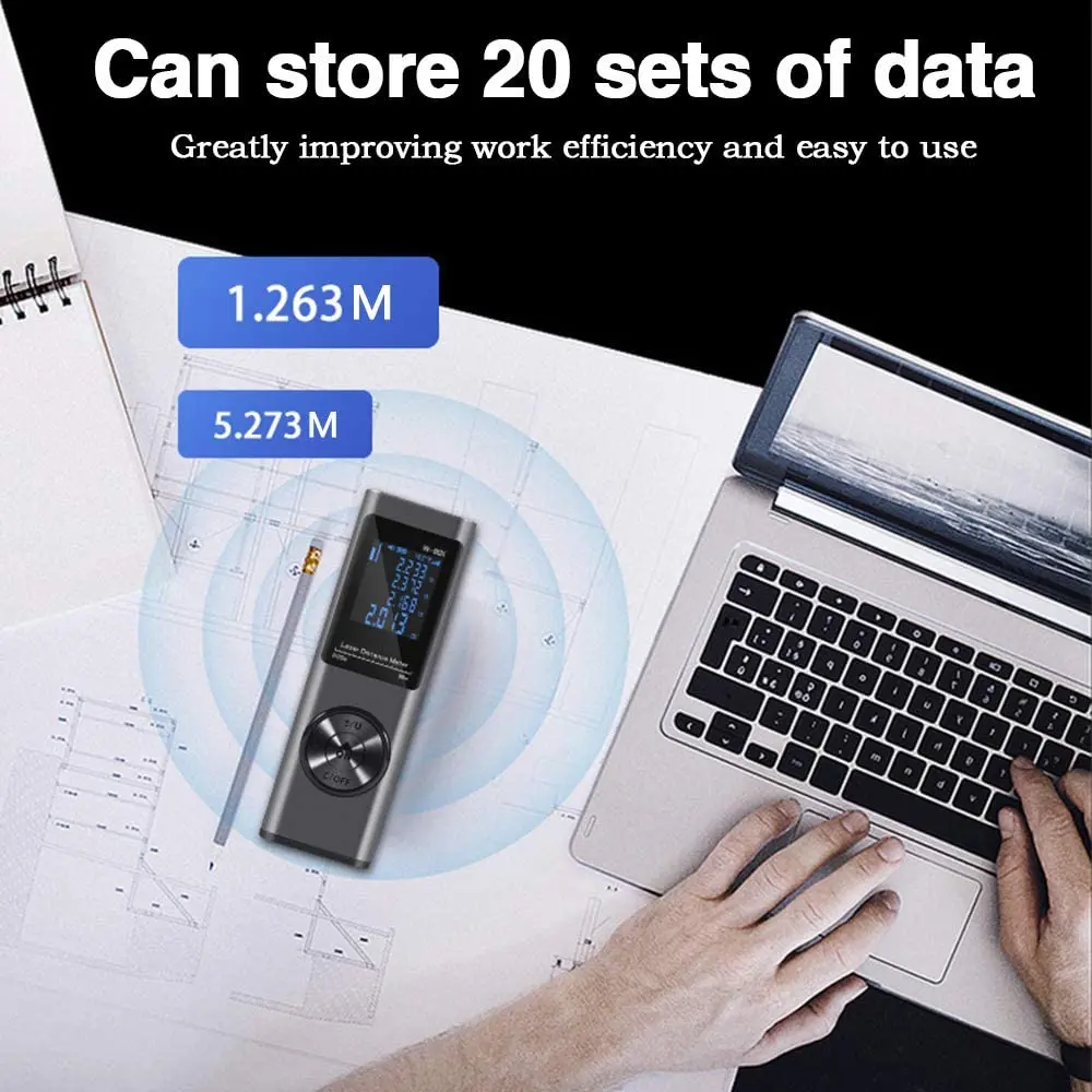 

Rechargeable Rangefinders 40/60//80M Laser Distance Meter 131ft/262ft Portable Handheld Digital Mini Laser Measure Tool with