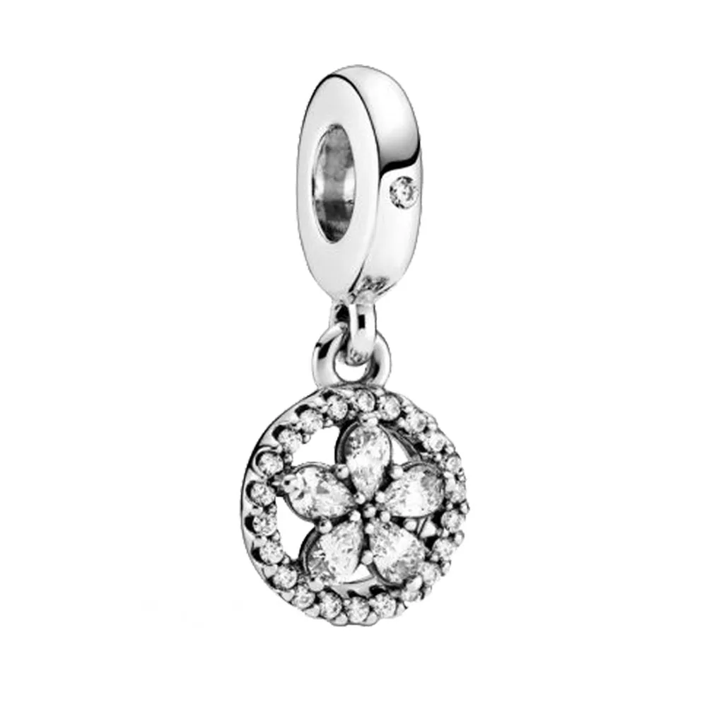 

2020 New 925 Sterling Silver Beads Sparkling Snowflake Circle Dangle Charm fit Original Pandora Bracelet Christmas Jewelry