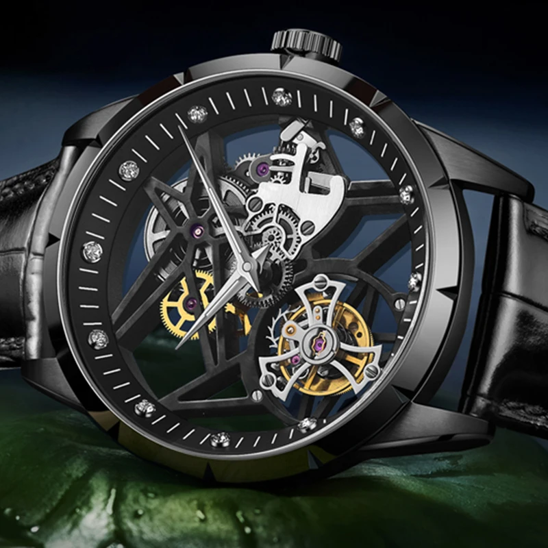 GIV Мужские часы Роскошные скелетоны для мужчин tourbillon механические сапфировое