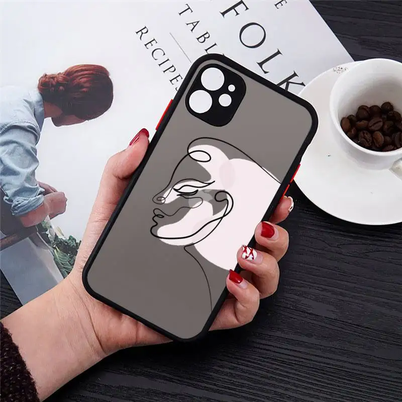 

Art Abstract Phone Cases matte transparent For black iPhone 7 8 x xs xr 11 12 pro plus max mini Clear Funda