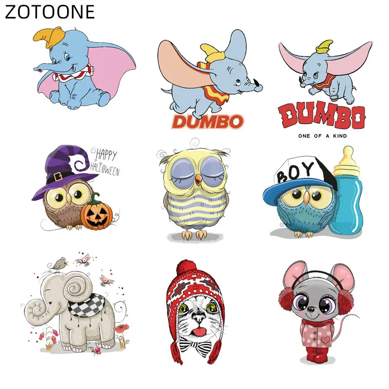 ZOTOONE сова слон искусственная железная наклейка для детей тепловые Аппликации