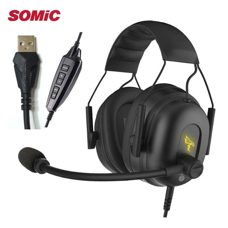 SOMiC G936 Игровые наушники Virtual 7,1 объемная гарнитура наушники USB с микрофоном ПК бас стерео для компьютера Профессиональный геймер